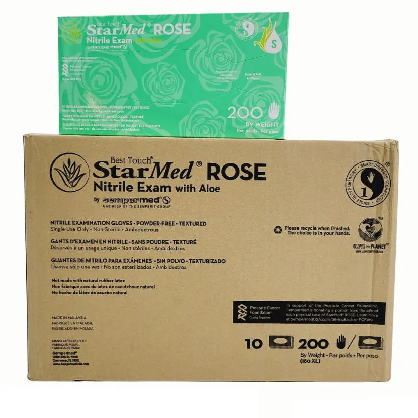 Sempermed SMNR202 Best Touch StarMed Rose Nitrile Examination Gloves Small CS/2000