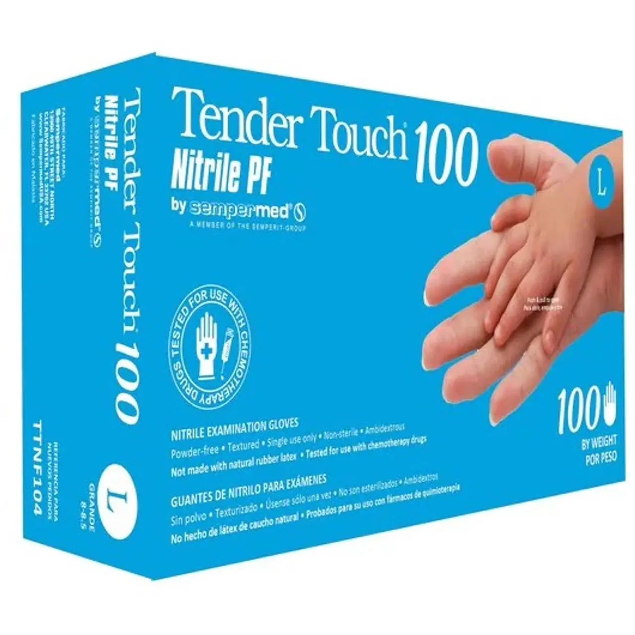 Sempermed Sempercare Tender Touch TTNF104 Nitrile Exam Gloves, Powder Free 100/bx