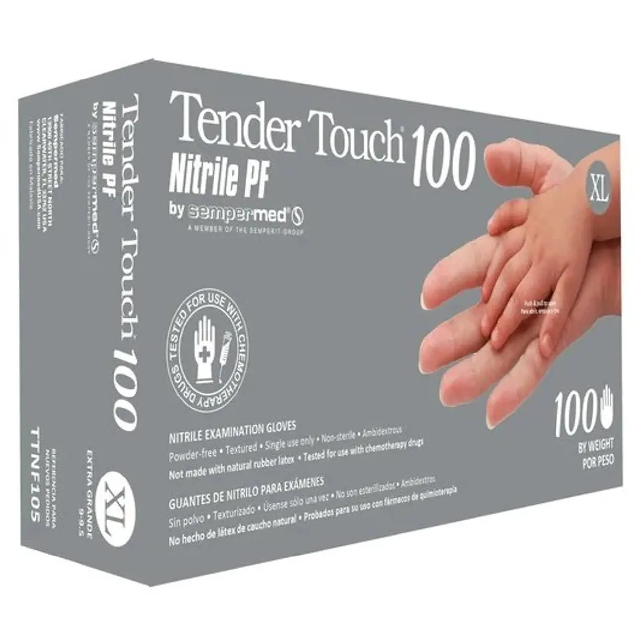 Sempermed Sempercare Tender Touch TTNF104 Nitrile Exam Gloves, Powder Free 100/bx - Image 3