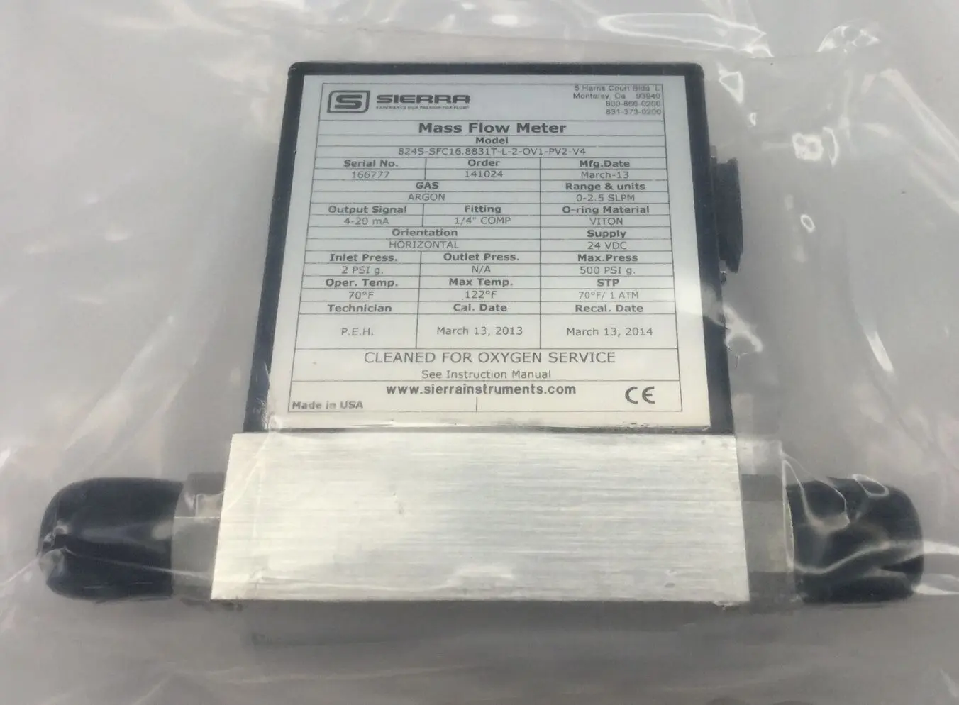 Sierra 824S-SFC16-8831T-L-2-OV1-PV2-V4 Mass Flow Meter - Image 3