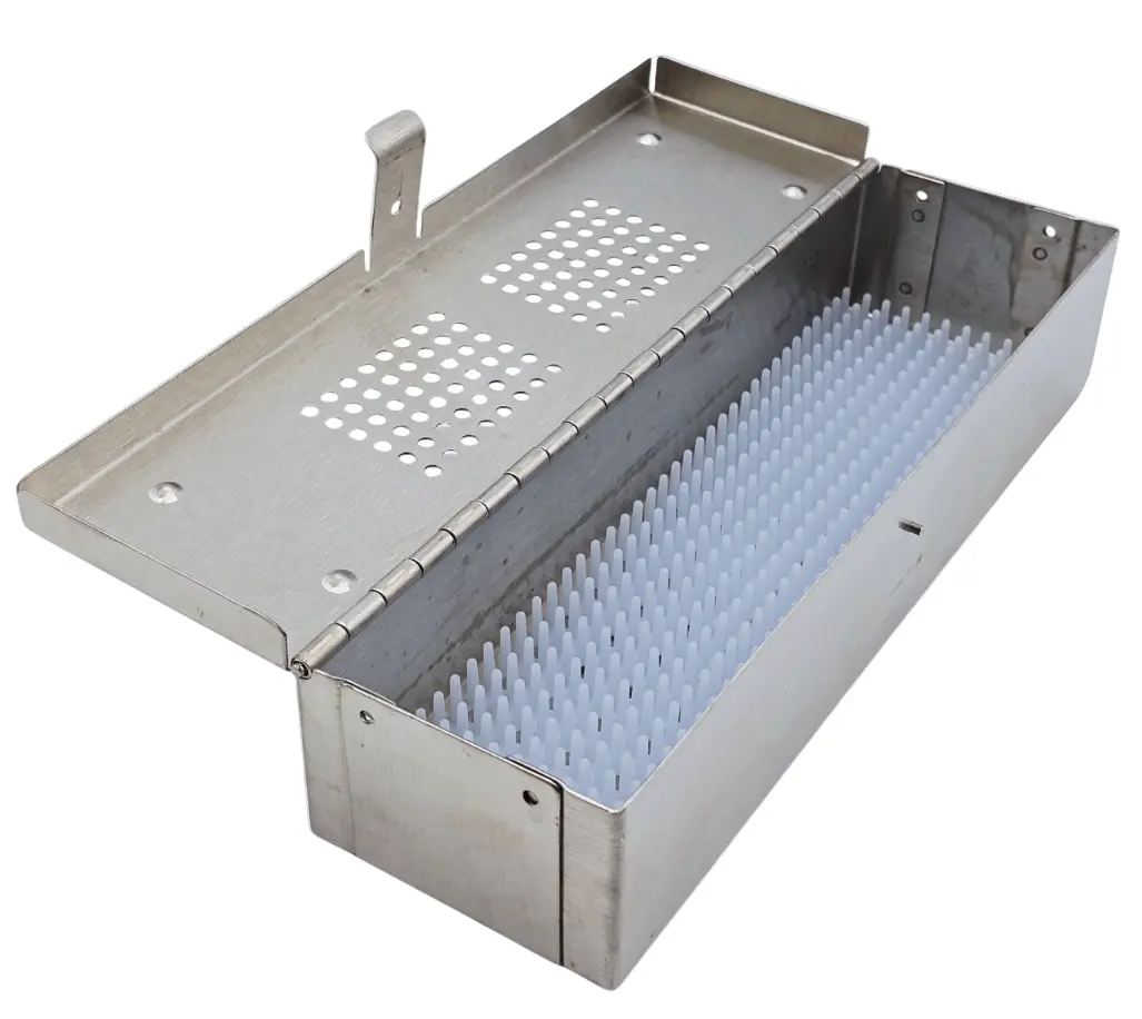Small Stainless Steel Endoscopy Scope Case with Hinged Lid and Liner 10 x 3 x 2