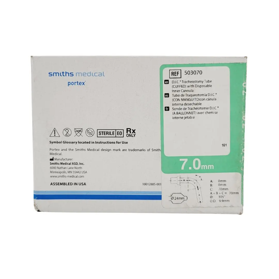 Smiths Medical 503070 D.I.C Tracheostomy Tube Cuffed w/ Disposable Inner
