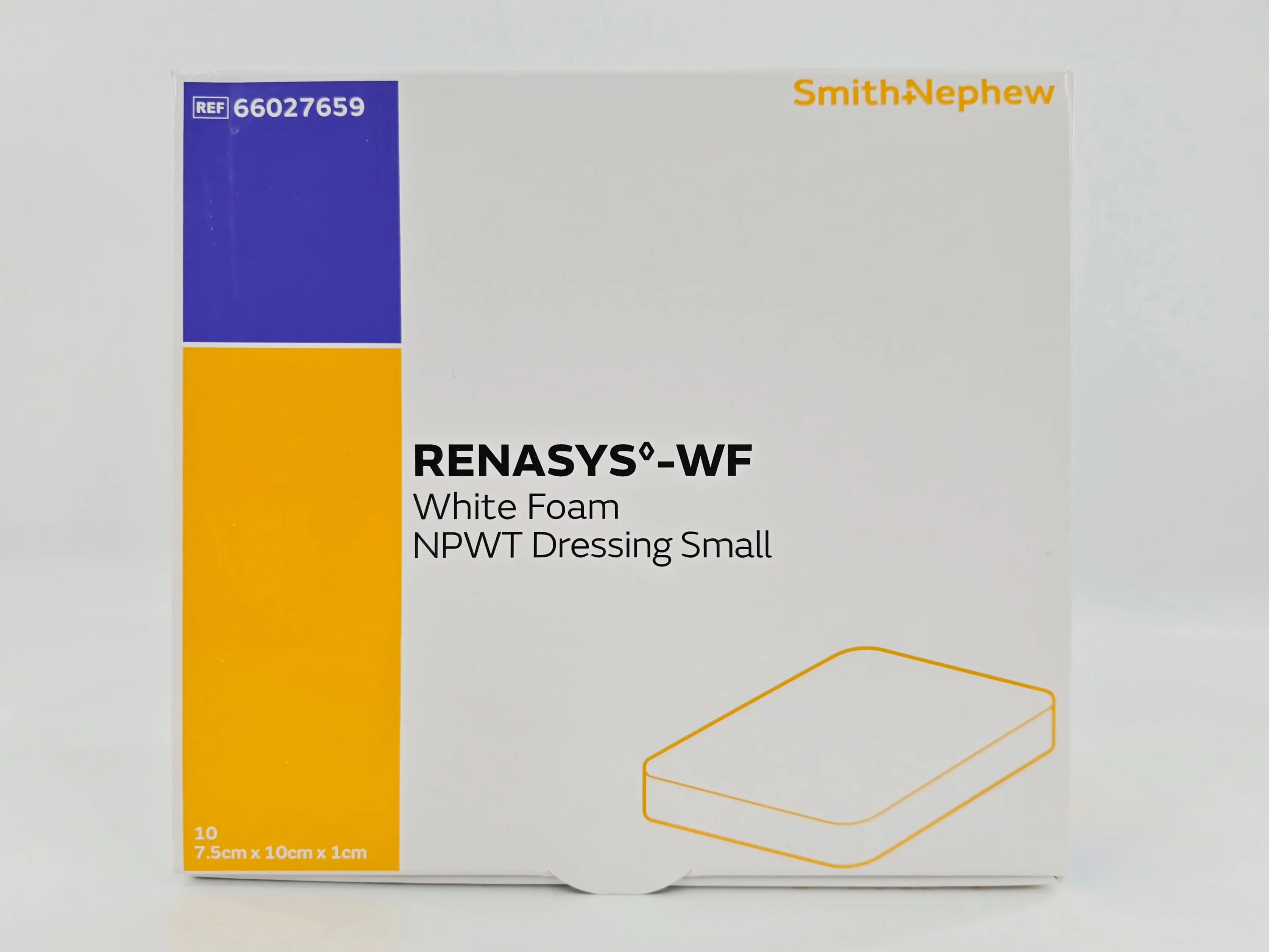 Smith & Nephew 66027659 RENASYS-WF White Foam NPWT Dressing Small 7.5cm x 10cm x 1cm BX/10 - Image 2