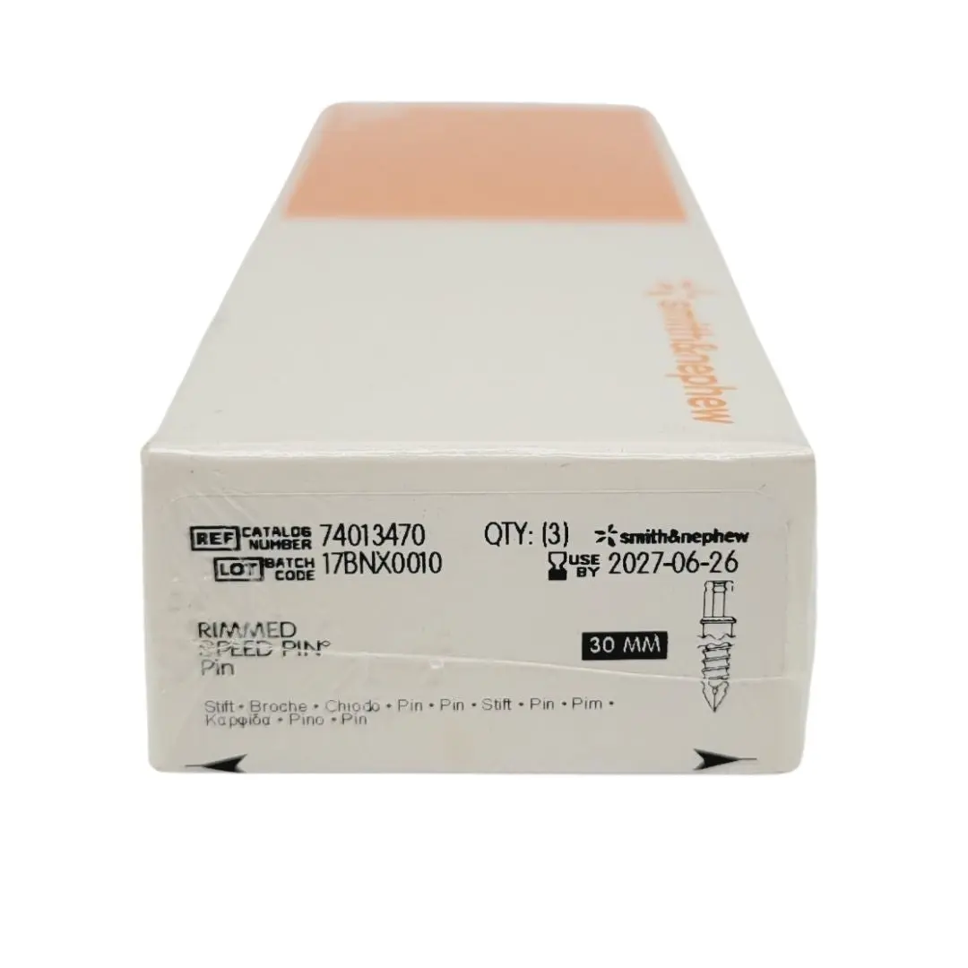 Smith & Nephew 74013470 Non-Rimmed Speed Pin 30mm Orthopedic Box of 3