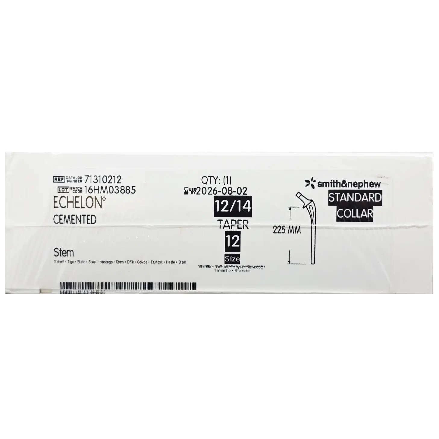 Smith & Nephew 71310212 Echelon 225mm Cemented Femoral Component Size 12