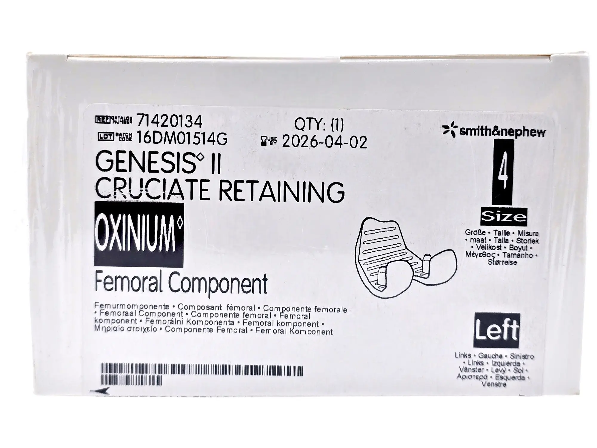 Smith & Nephew 71420134 Genesis II Oxinium Femoral Size 4 Left