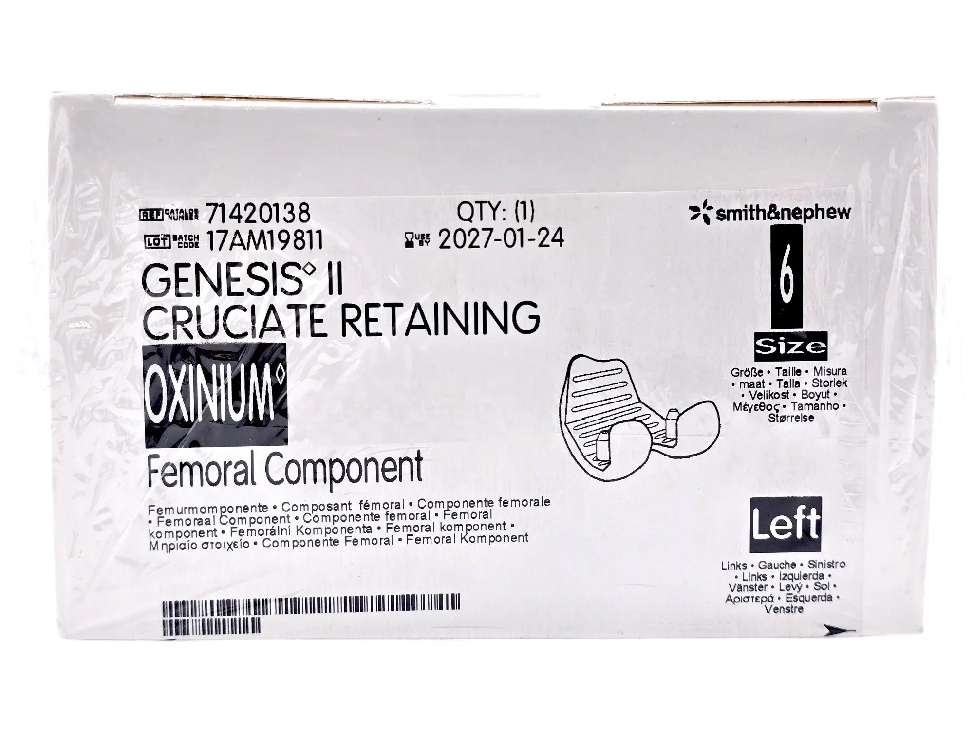 Smith & Nephew 71420138  Genesis II Oxinium Femoral Size 6 Left