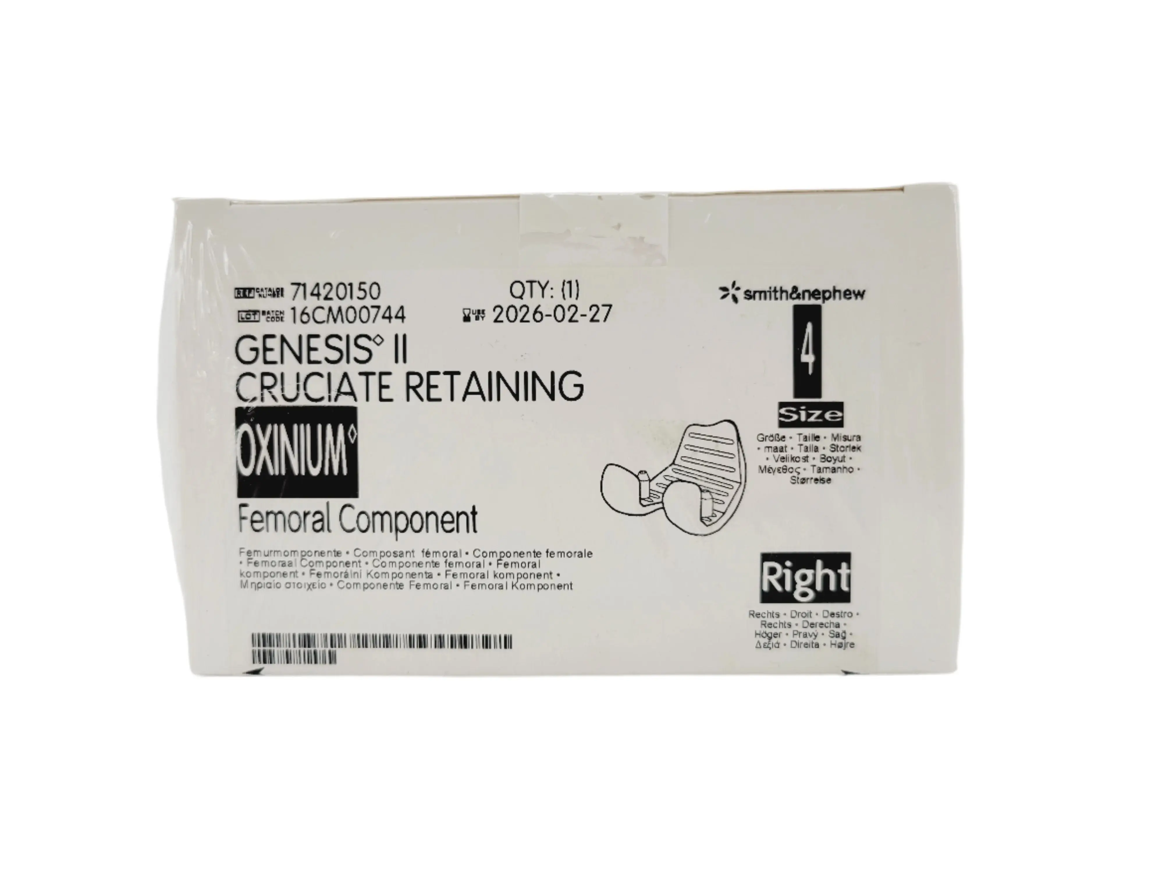 Smith & Nephew 71420150 Genesis II Oxinium Femoral Size 4 Right
