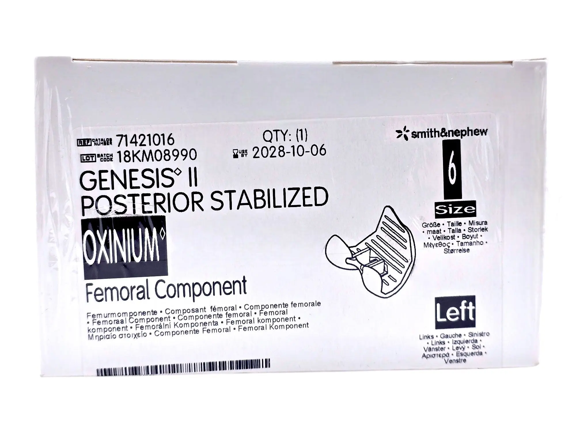 Smith & Nephew 71421016 Genesis II Oxinium Posterior Stabilized Femoral Left Size 6
