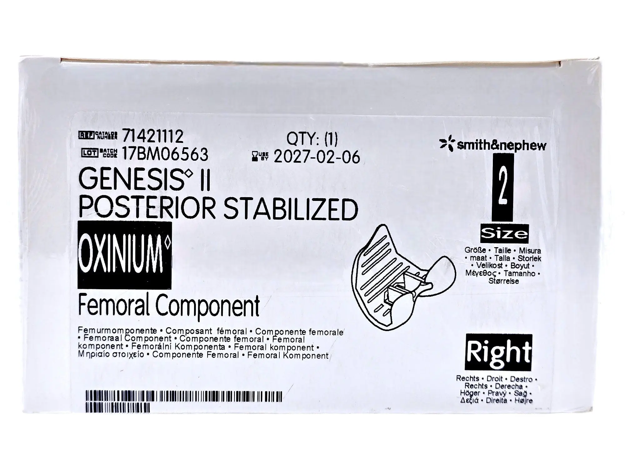 Smith & Nephew 71421112 Genesis Oxinium Posterior Stabilized Femoral Right Size 2