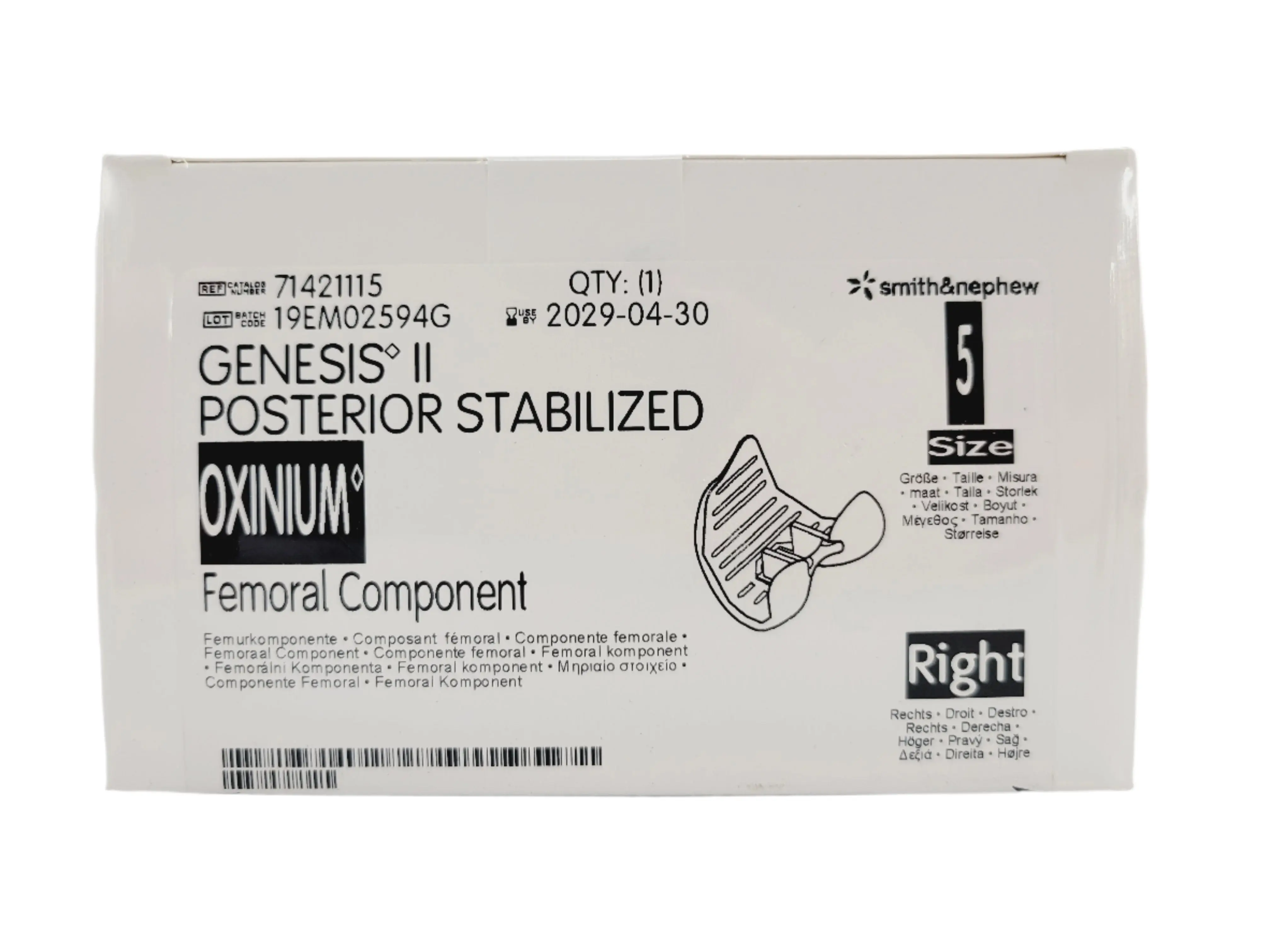 Smith & Nephew 71421115 Genesis II Oxinium Posterior Stabilized Femoral Right Size 5