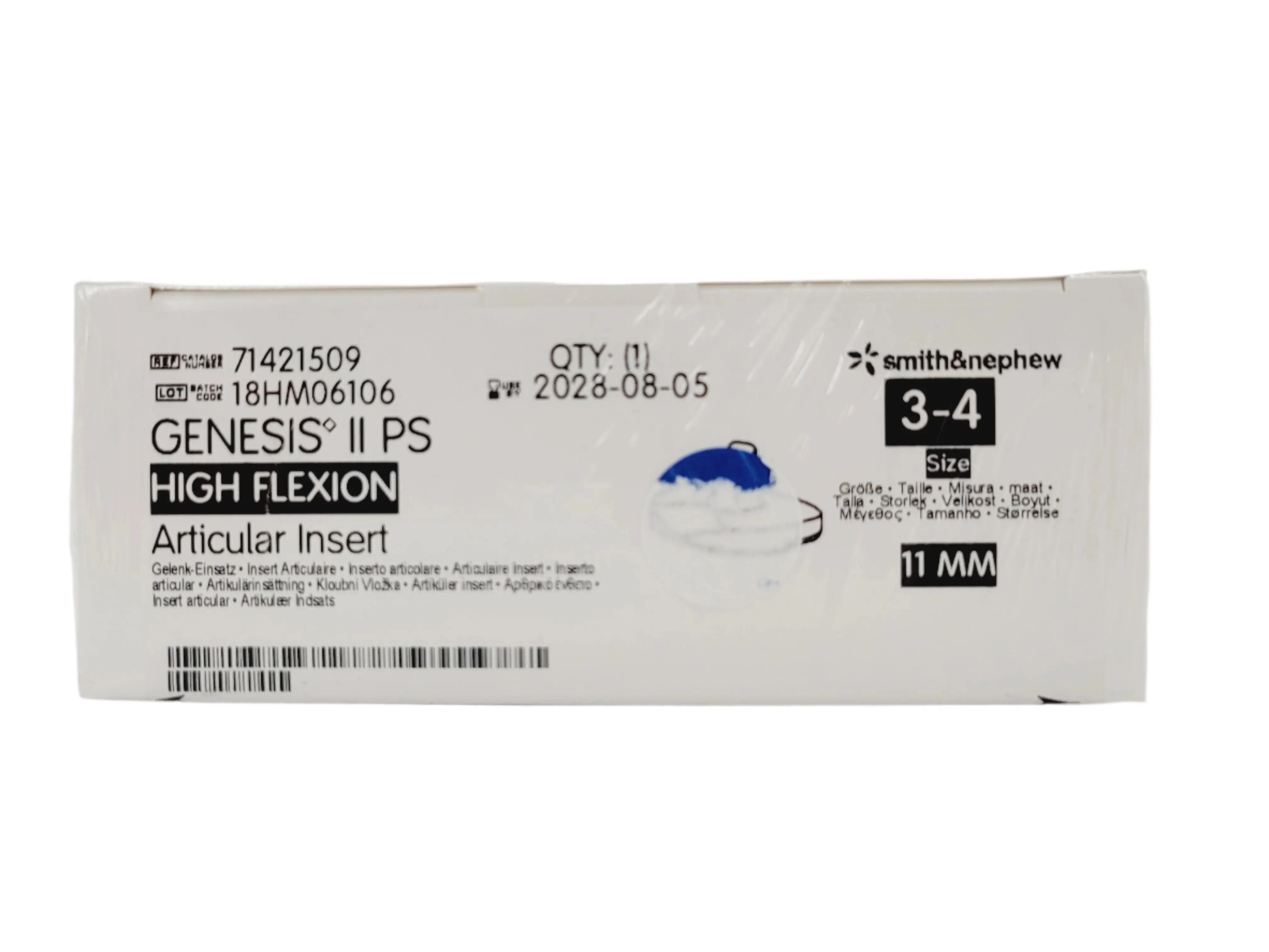 Smith & Nephew 71421509 Genesis II 11mm Posterior Stabilized High Flexion Insert Size 3-4 - Image 3