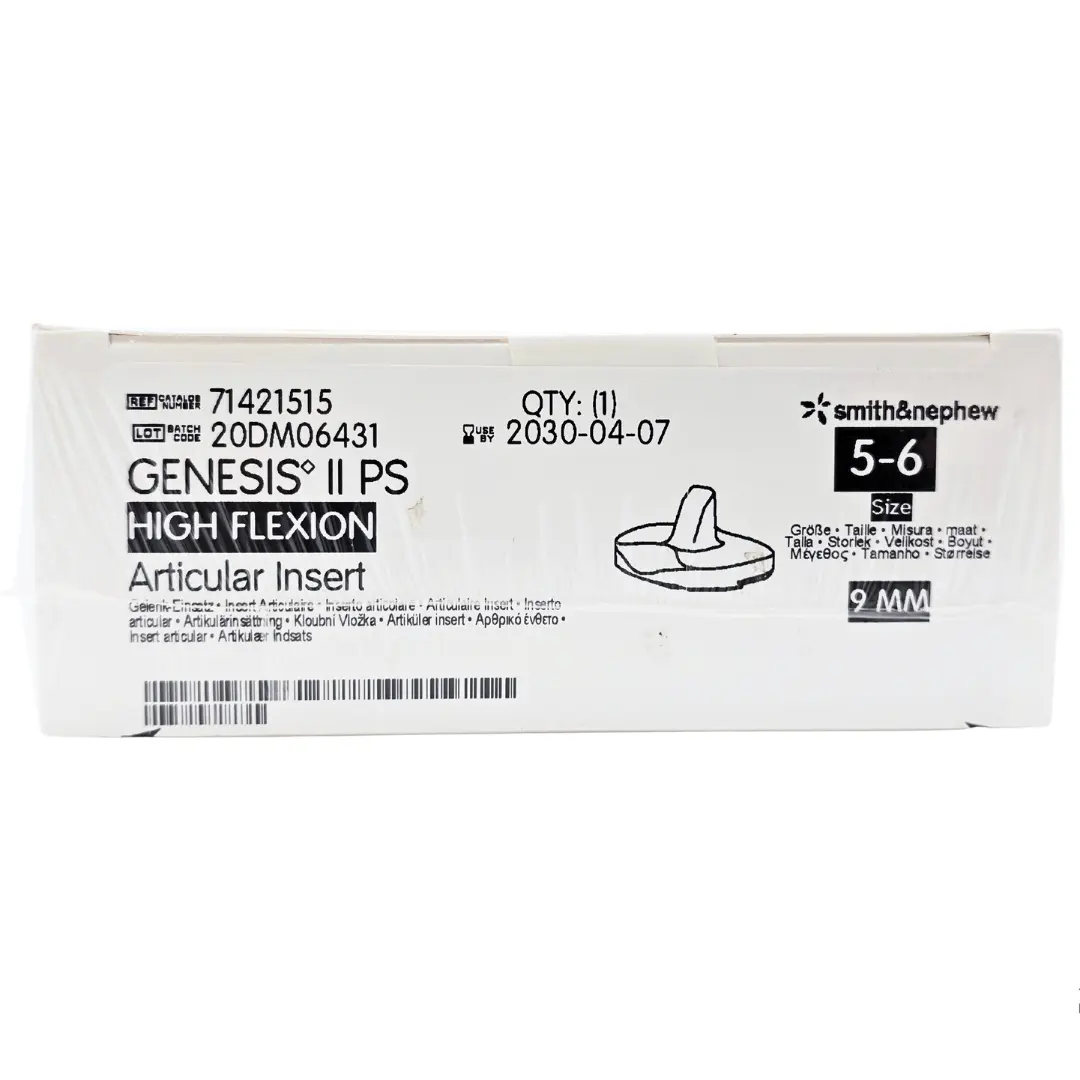 Smith & Nephew 71421515 Genesis II 9mm Posterior Stabilized High Flexion Insert Size 5-6