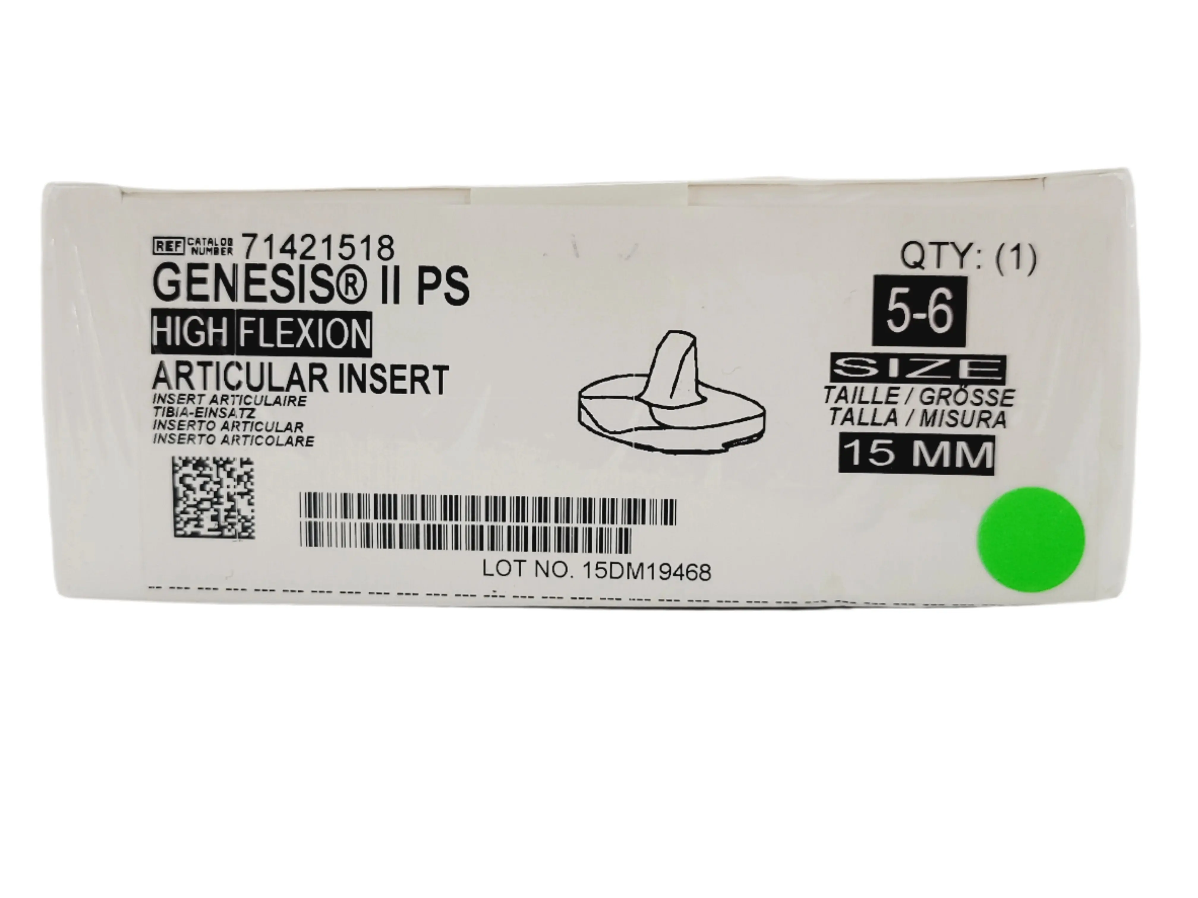 Smith & Nephew 71421518 Genesis II PS High Flexion Articular Insert Uncoated Knee Tibia Prosthesis Size 5-6 15mm - Image 2