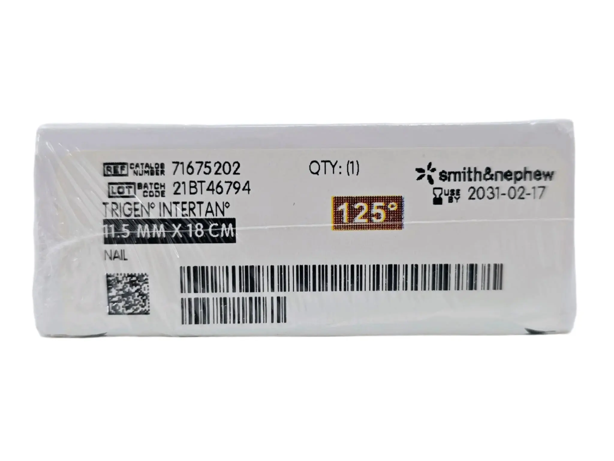 Smith & Nephew 71675202 Trigen Intertan Femur Nail 11.5mm X 18cm 125 Degree - Image 2