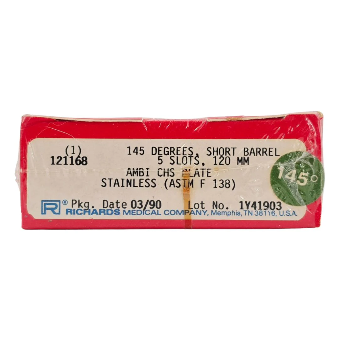 Smith & Nephew Richards 121168 Ambi CHS Compression Hip Screw Plate 145° 5 Slots 120mm Short Barrel BX/1
