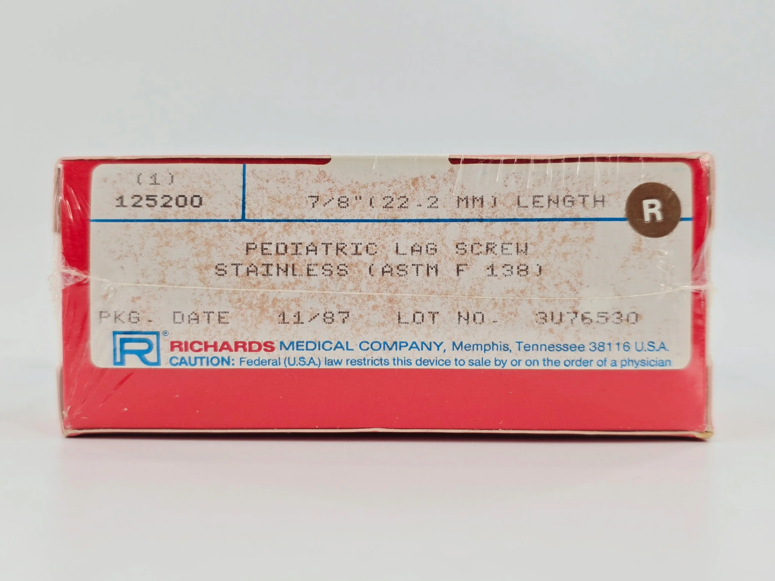 Smith & Nephew Richards 125200 Lag Screw Pediatric 7/8" Length BX/1 - Image 2