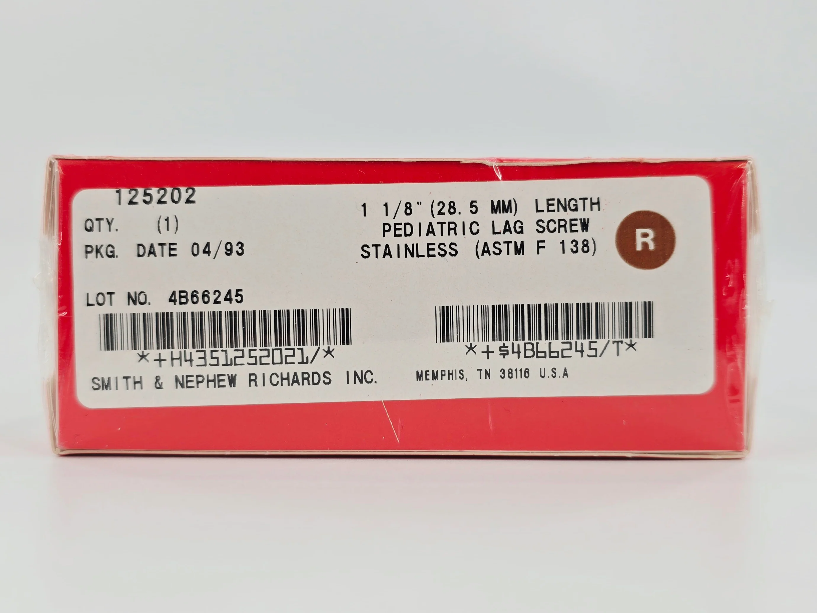 Smith & Nephew Richards 125202 Lag Screw Pediatric 1-1/8" Length BX/1 - Image 2