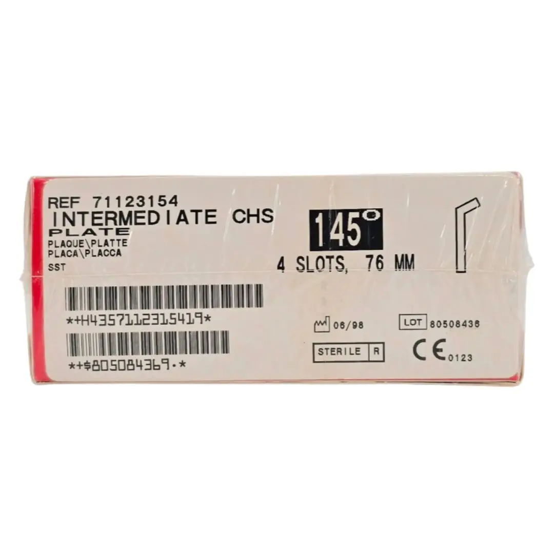 Smith & Nephew Richards 71123154 Intermediate Compression Hip Screw Plate 145° 76mm 4 Holes BX/1