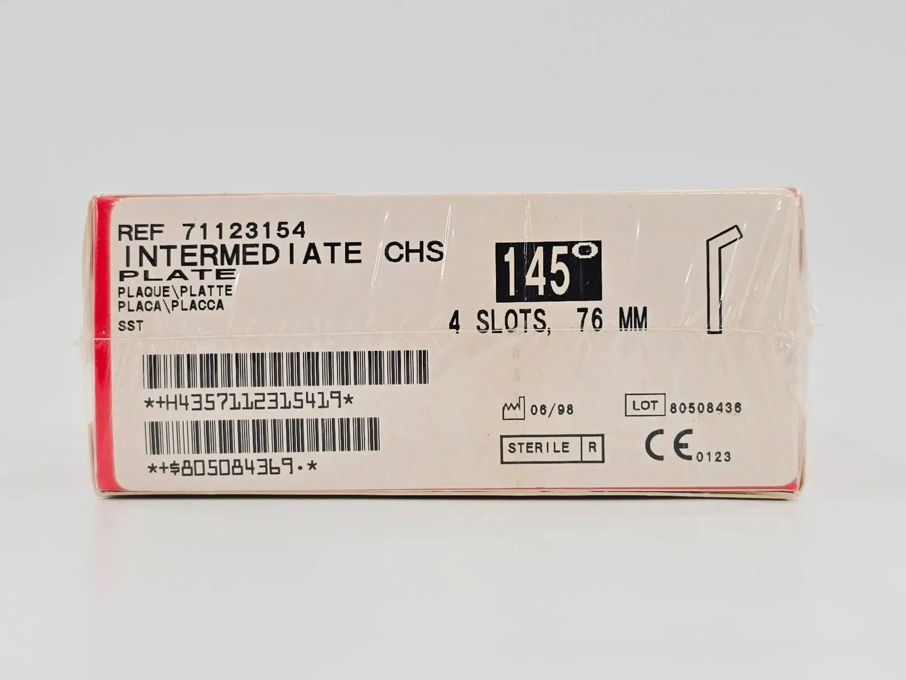 Smith & Nephew Richards 71123154 Intermediate Compression Hip Screw Plate 145° 76mm 4 Holes BX/1 - Image 2