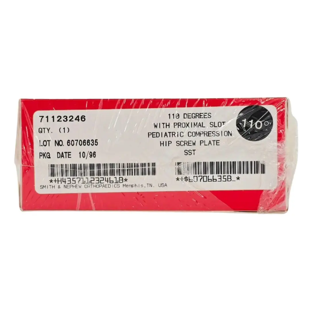 Smith & Nephew Richards 71123246 Pediatric Compression Hip Screw Plate w/ Proximal Slot 110° BX/1