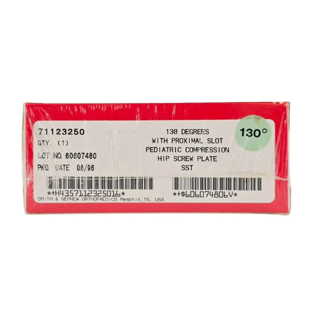 Smith & Nephew Richards 71123250 Pediatric Compression Hip Screw Plate w/ Proximal Slot 130° BX/1
