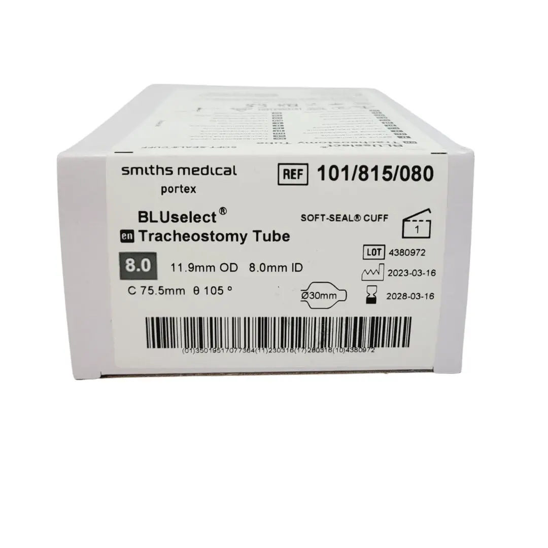 Smiths Medical 101/815/080 Bluselect Tracheostomy Tube 8.0 Soft Seal Cuff
