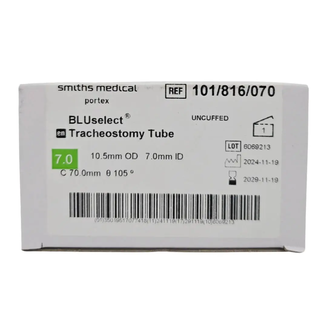 Smiths Medical 101/816/070 Portex BLUselect Tracheostomy Tube Uncuffed 7.0mm ID