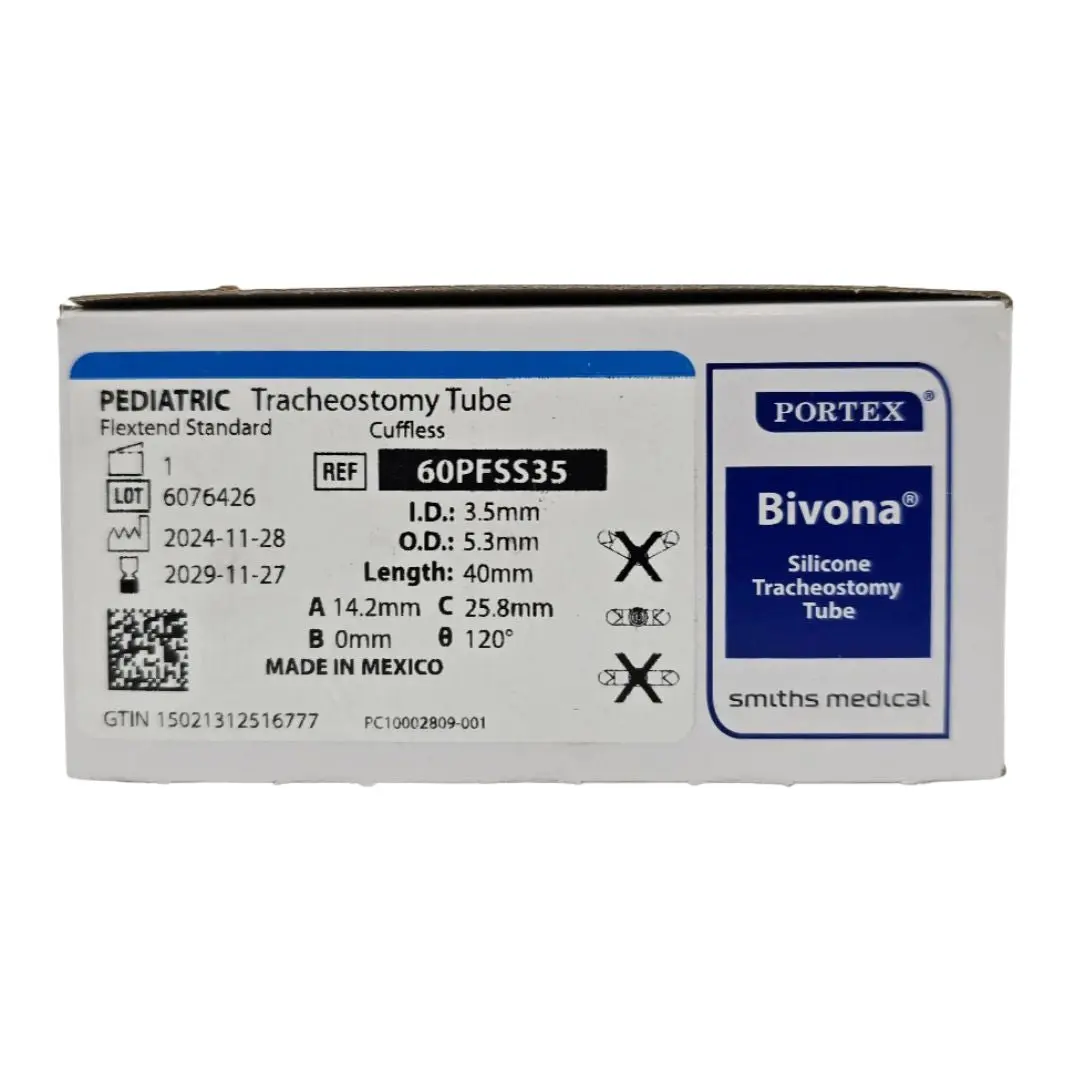 Smiths Medical 60PFSS35 Portex Bivona Pediatric Tracheostomy Tube Cuffless Flextend Standard