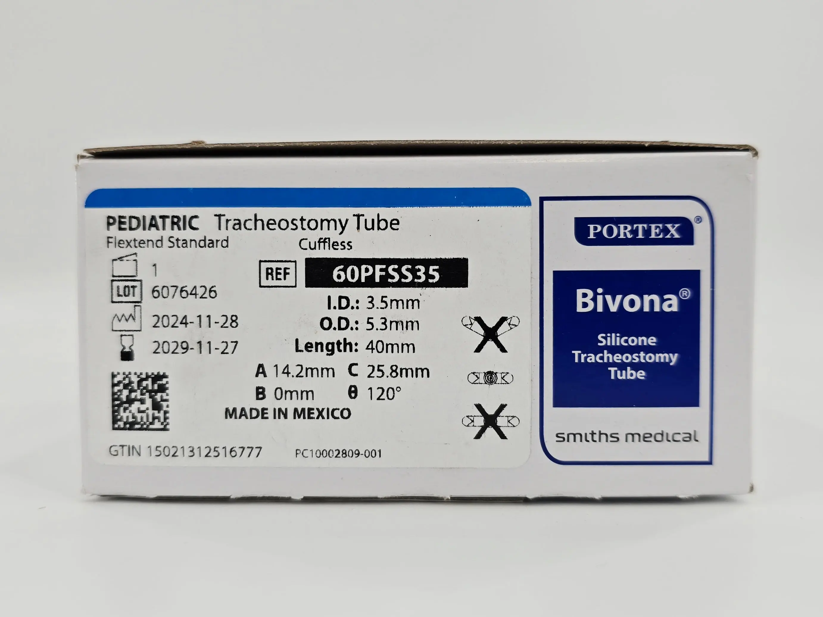 Smiths Medical 60PFSS35 Portex Bivona Pediatric Tracheostomy Tube Cuffless Flextend Standard - Image 2