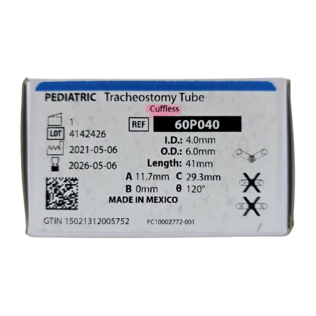 Smiths Medical 60P040 Pediatric Tracheostomy Tube Cuffless 41mm Length