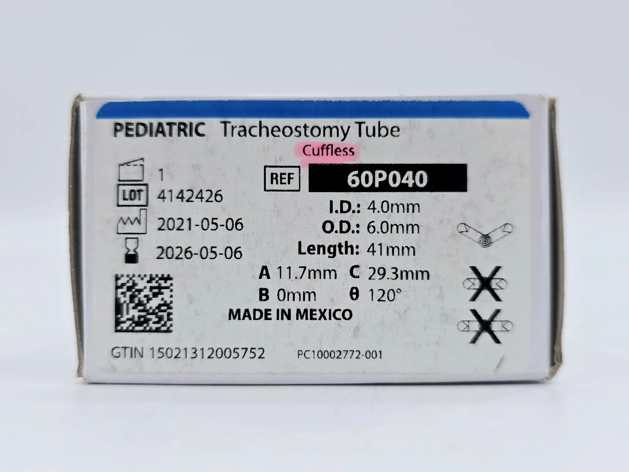 Smiths Medical 60P040 Pediatric Tracheostomy Tube Cuffless 41mm Length - Image 2