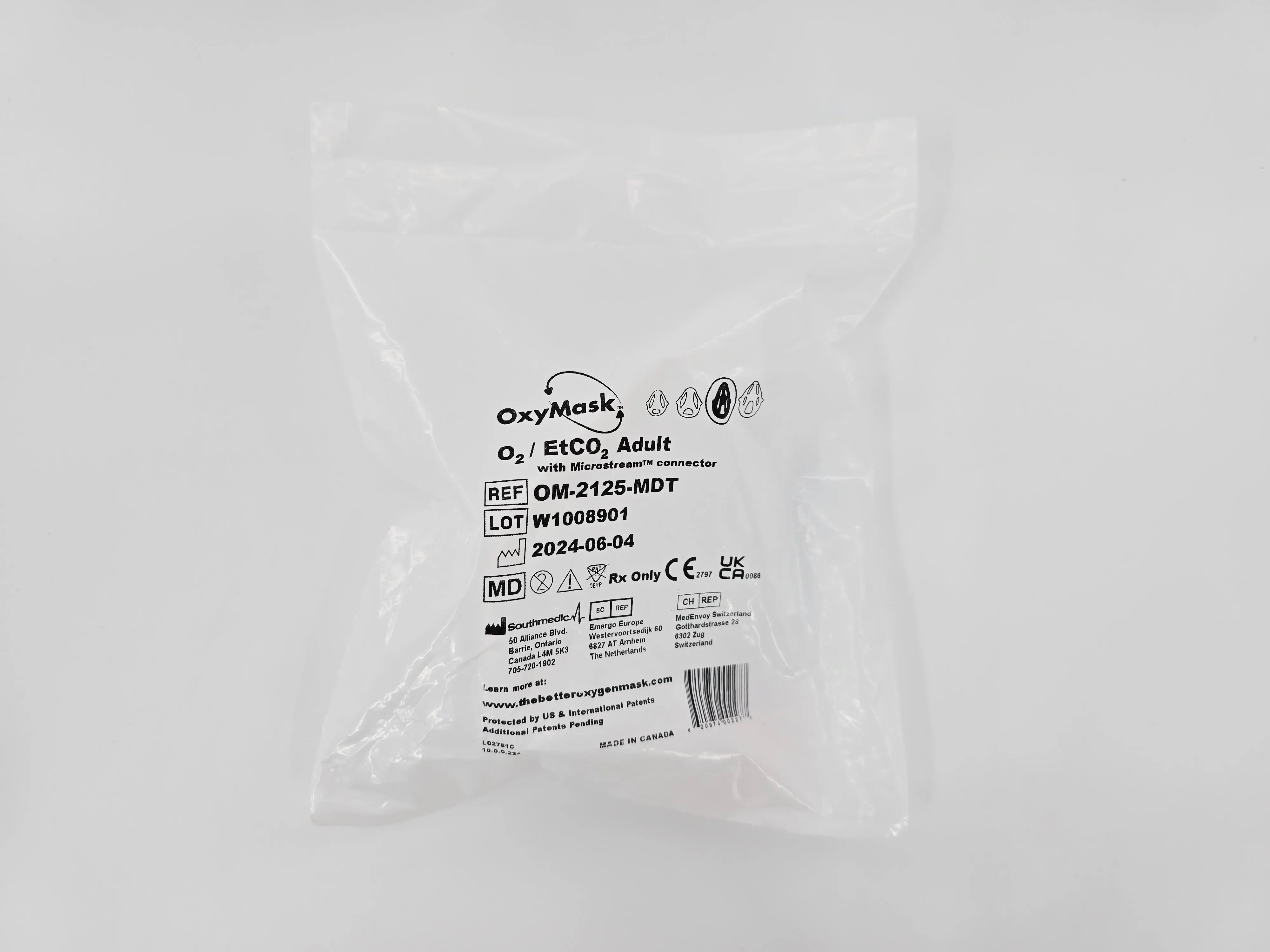 Southmedic OM-2125-MDT OxyMask O2/ EtCO2 Adult Mask w/ Microstream Connector - Image 2