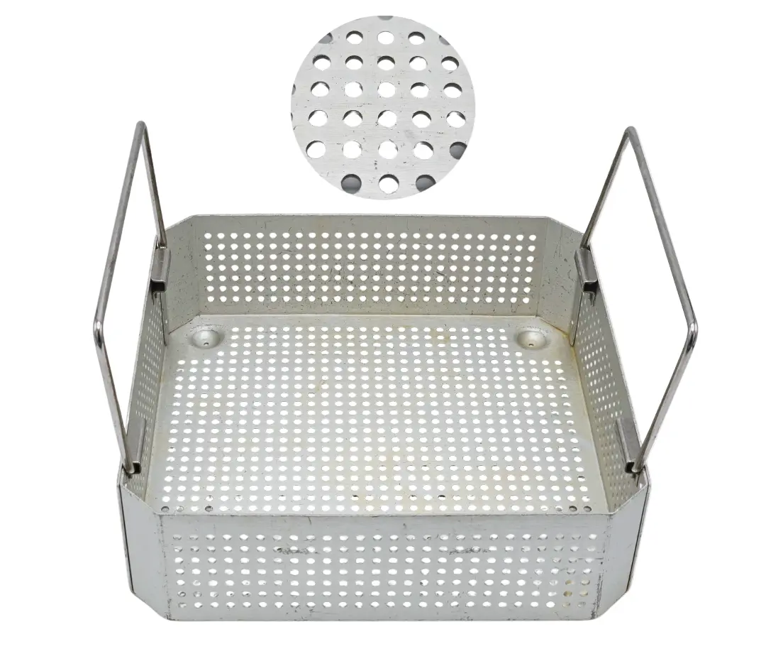 Square Surgical Sterilization Basket with Handles 10" x 10" X 3"