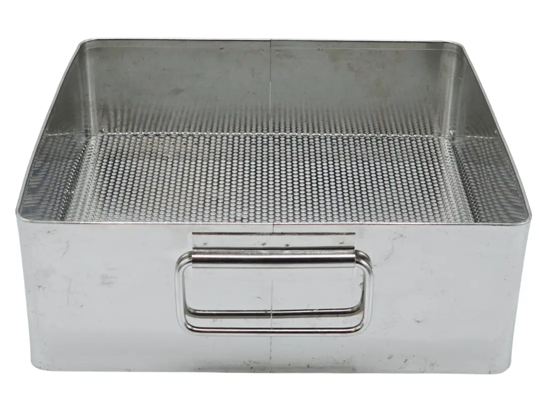 Square Surgical Sterilization Basket with Handles 11" x 10" x 4"