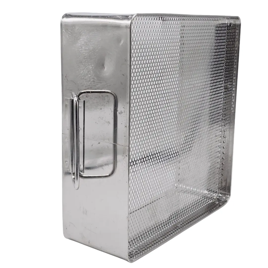 Square Surgical Sterilization Basket with Handles 11" x 10" x 4" - Image 2