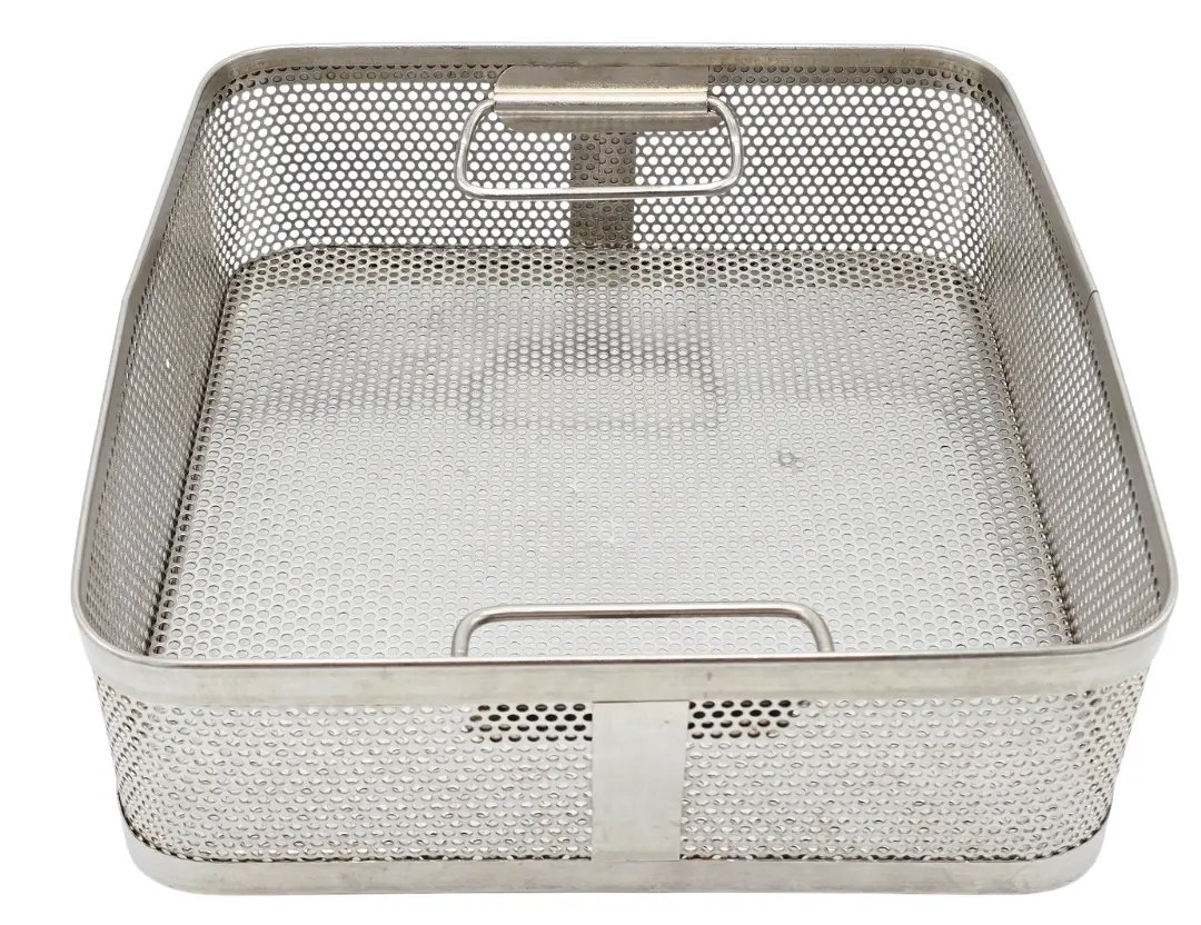 Square Surgical Sterilization Basket with Handles 12" x 12" X 4"