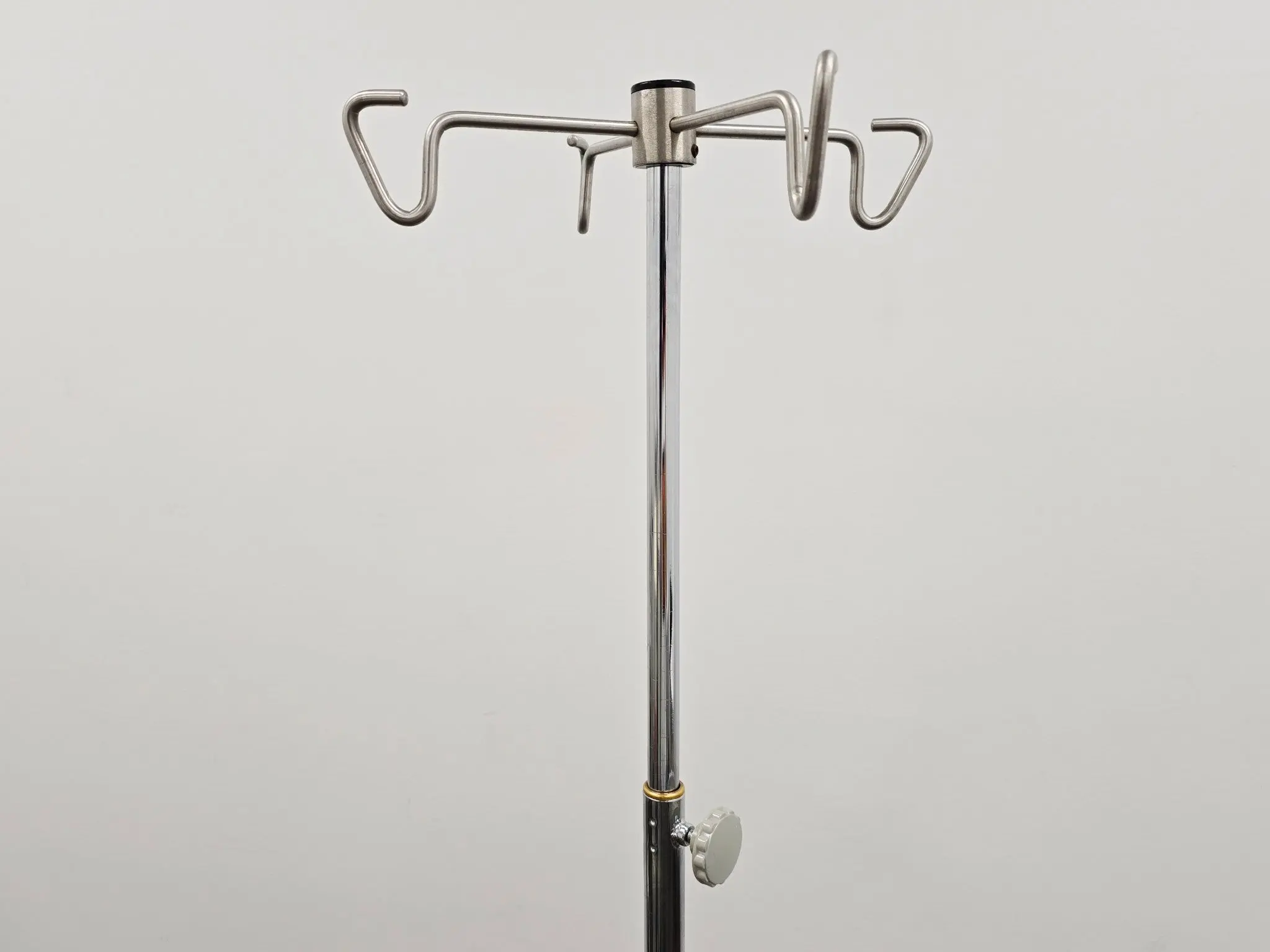 Stainless Steel I.V. Pole 5-Leg Base with 2" Casters Adjustable Height - Image 3