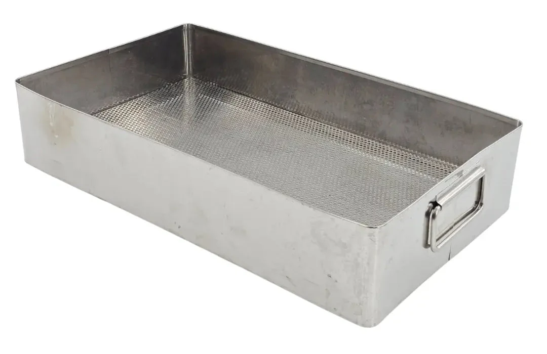 Stainless Steel Surgical Sterilization Tray Basket 18 x 11 x 4 with Handles