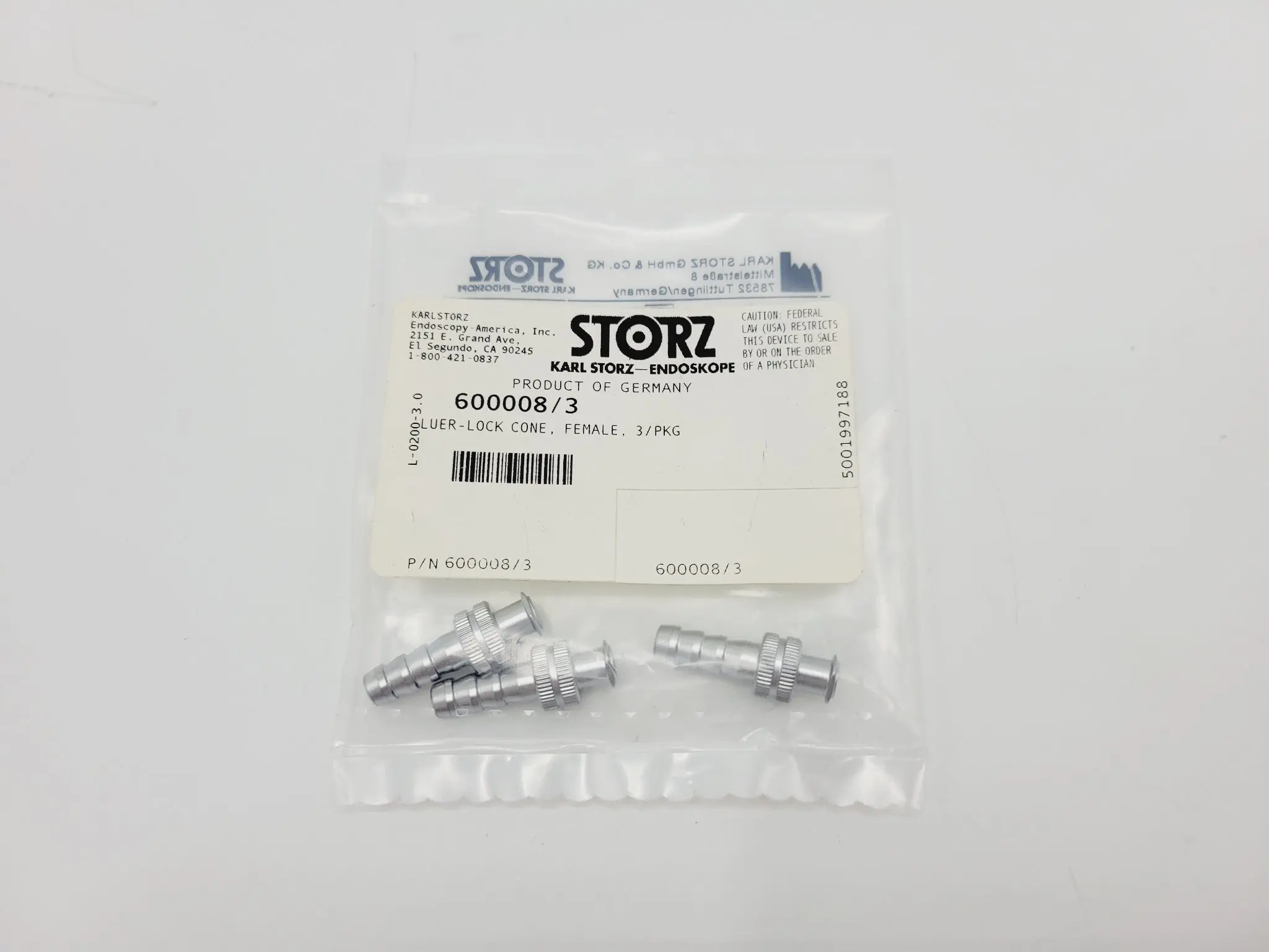 Storz 600008/3 Female Leur-Lock Cone 3-Pack 1" - Image 2