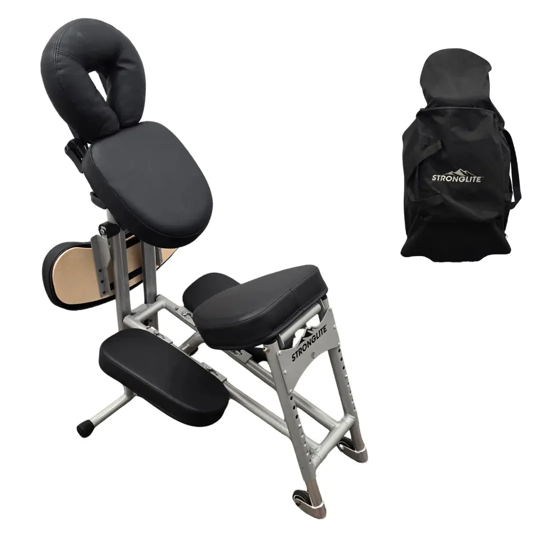 Stronglite Portable Massage Chair Foldable Black w/ Carry Case