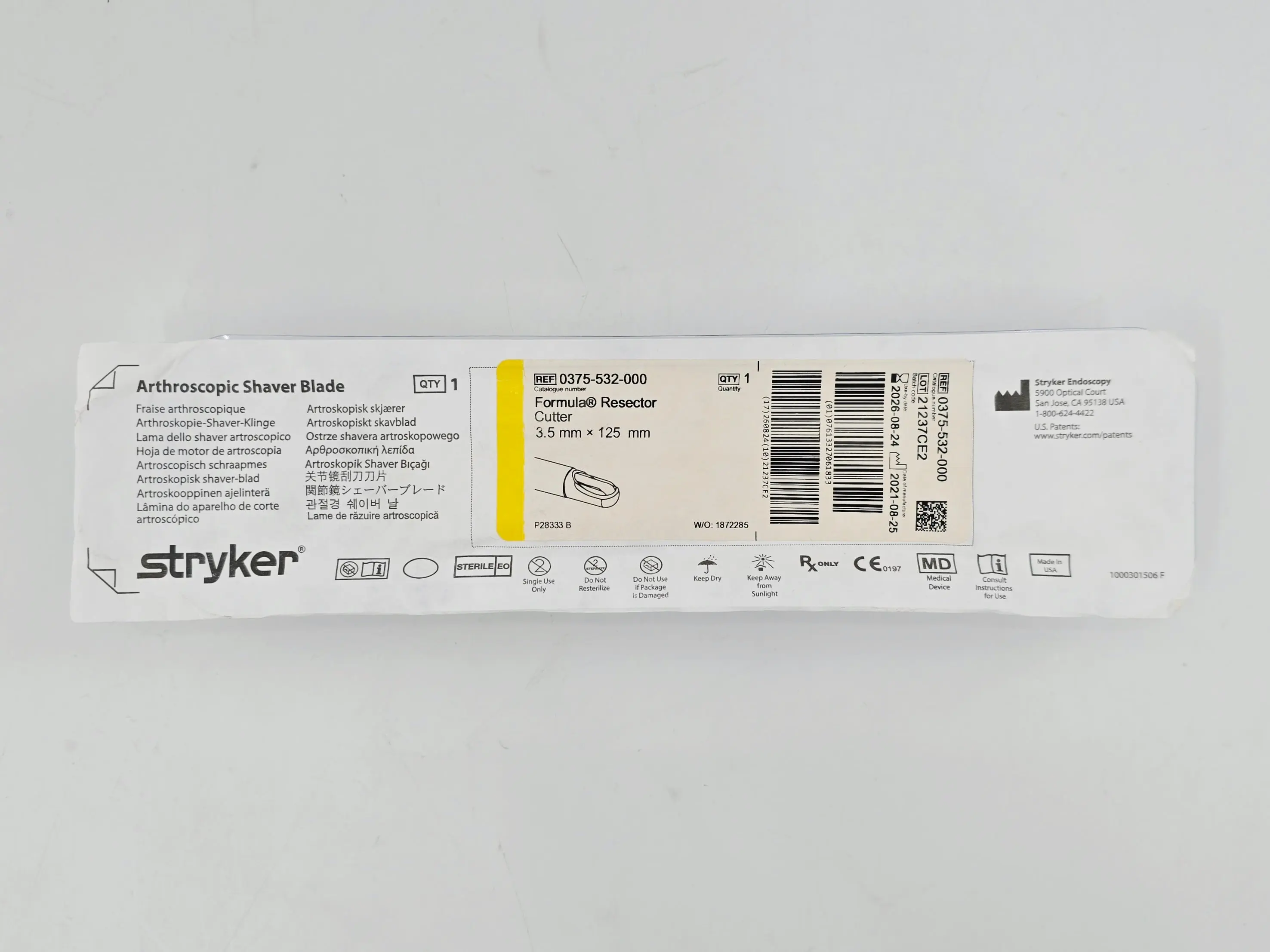 Stryker 0375-532-000 Formula Rescetor Cutter 3.5mm x 125mm Arthroscopic Shaver Blade 1/EA - Image 2