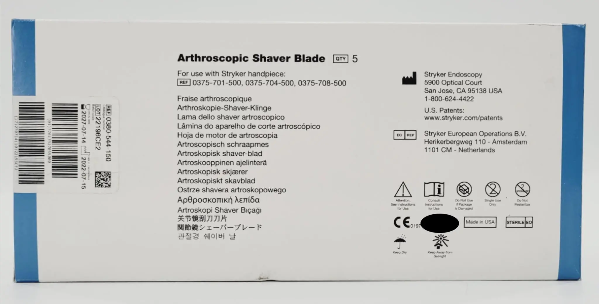 Stryker 0380-544-150 Arthroscopic Shaver Blades Box of 5 - Image 3