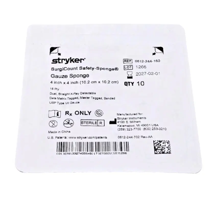 Stryker 0612244160 Sterile Gauze Sponge Medical Surgical Dressing 4"x4"