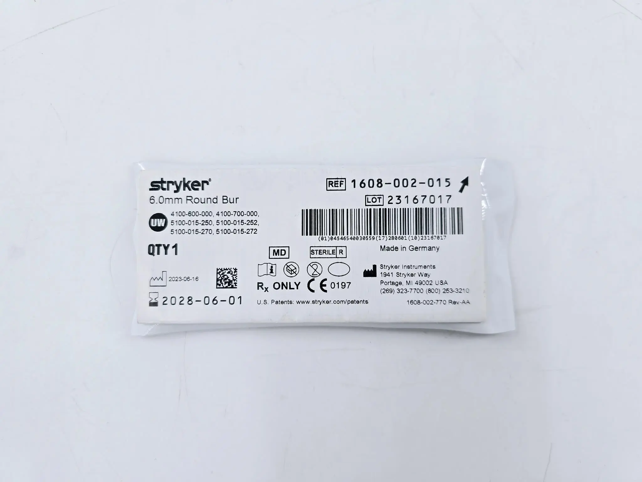 Stryker 1608002015 6.0mm Round Bur - Image 2