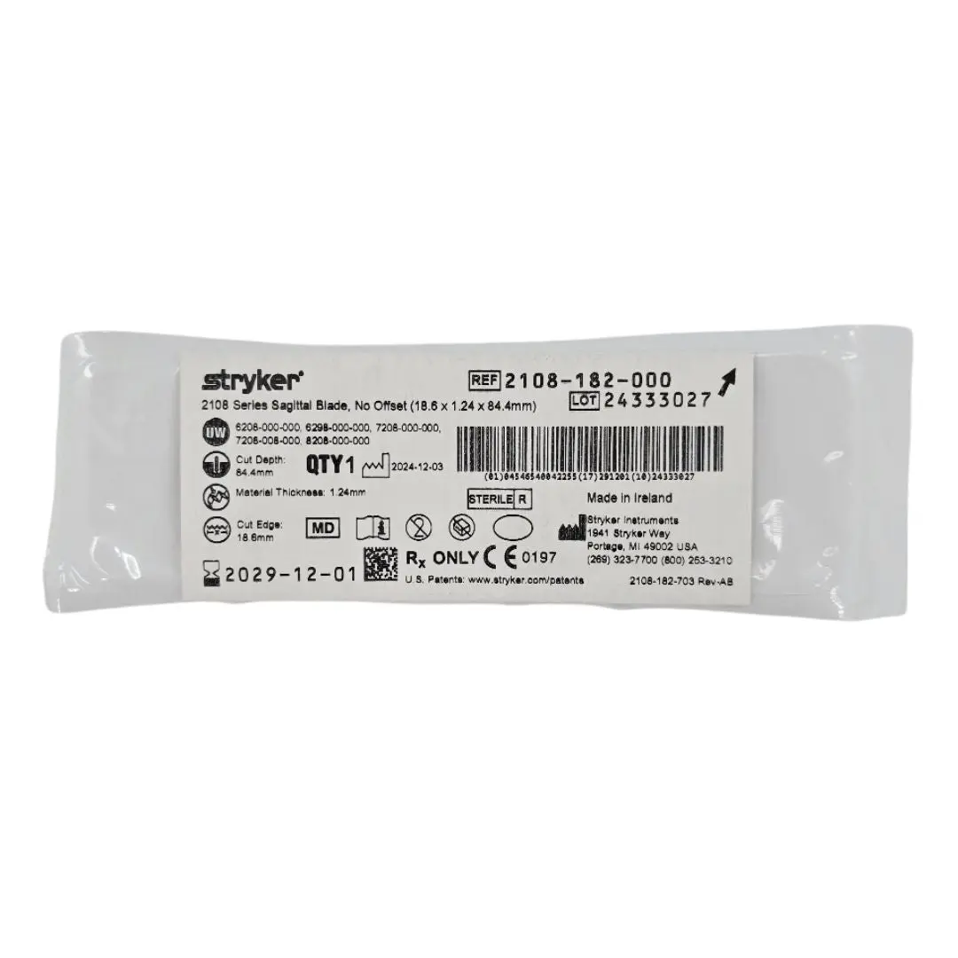 Stryker 2108-182-000 2108 Series Sagittal Blade No Offset 18.6 x 1.24 x 84.4mm