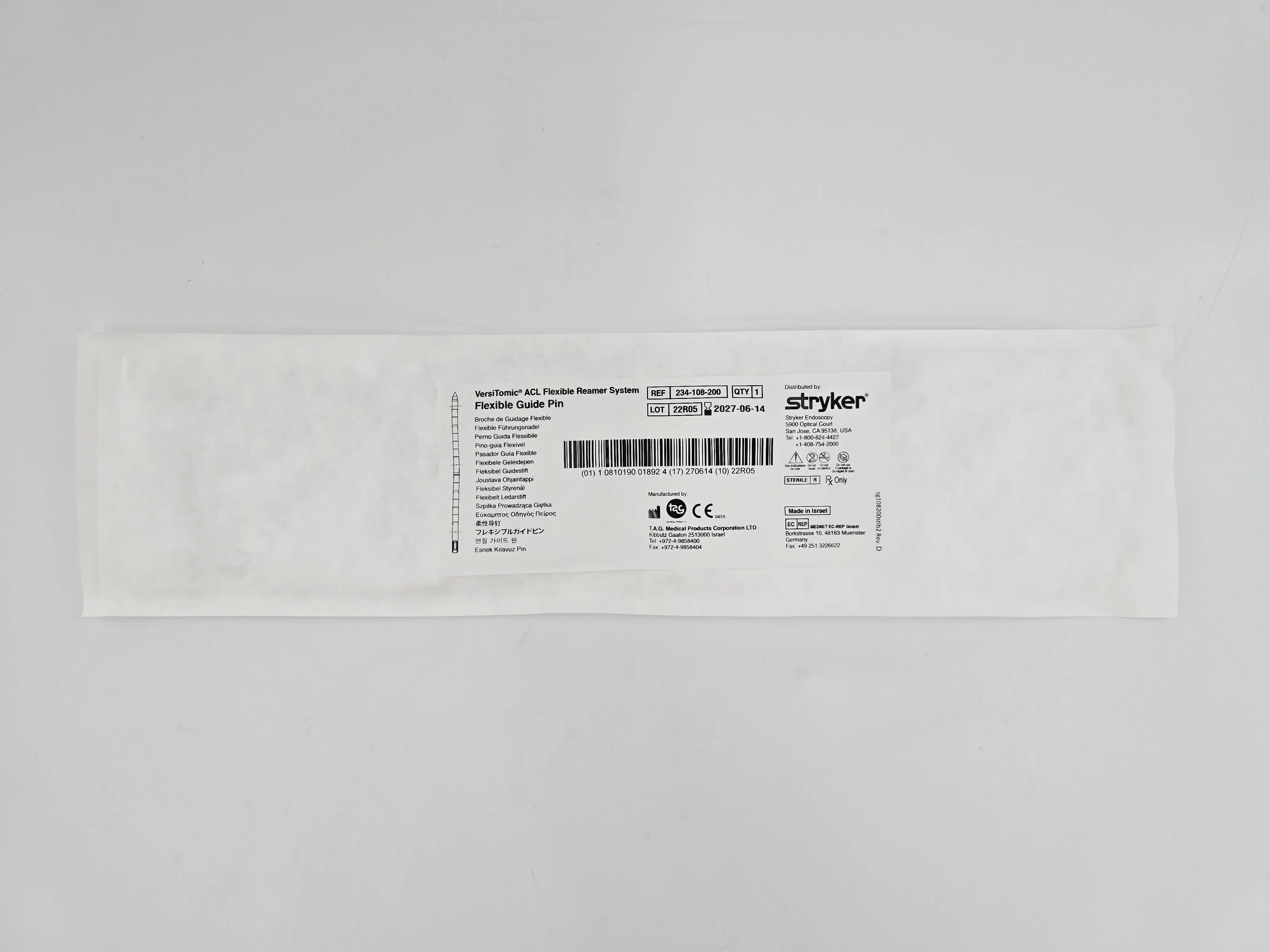 Stryker 234-108-200 VersiTomic ACL Flexible Reamer System Flexible Guide Pin BX/5 - Image 3