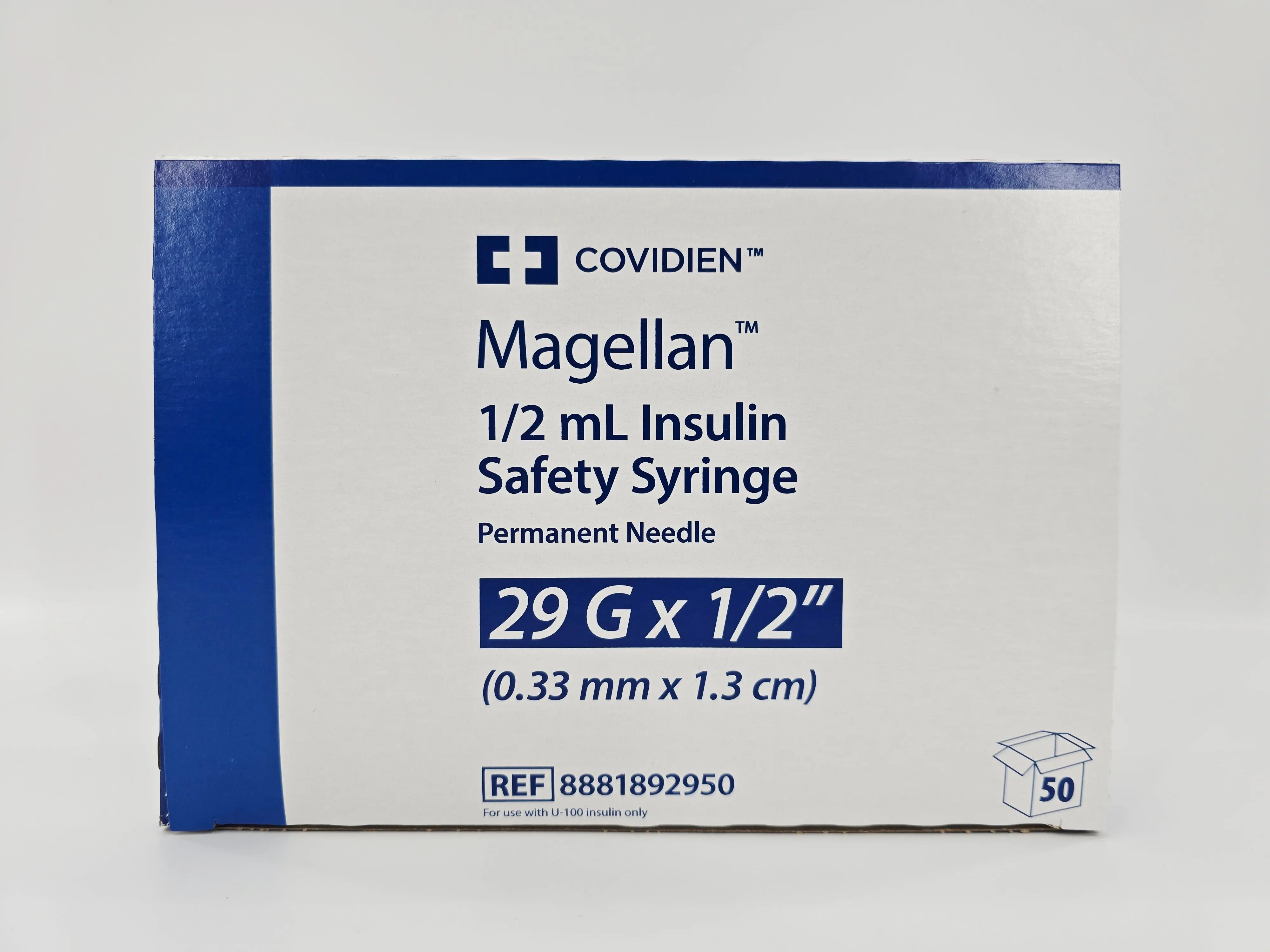 Covidien 8881892950 Magellan 29G x x1/2" 1/2 mL Insulin Safety Syringe BX/50 - Image 2