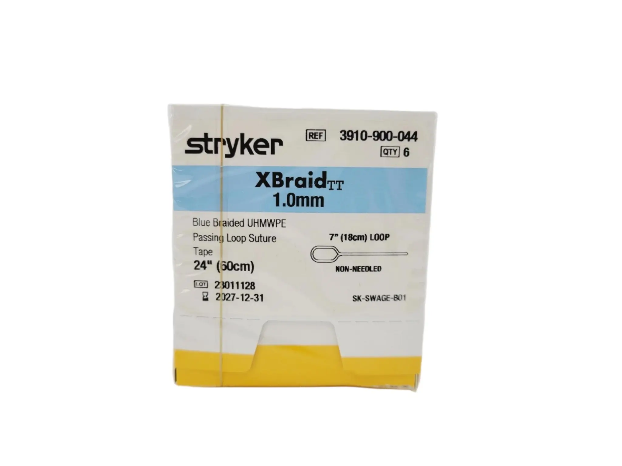 Stryker 3910-900-044 XBraid TT 7" Passing Loop Tape BLUE 24" 1.0mm Box of 6