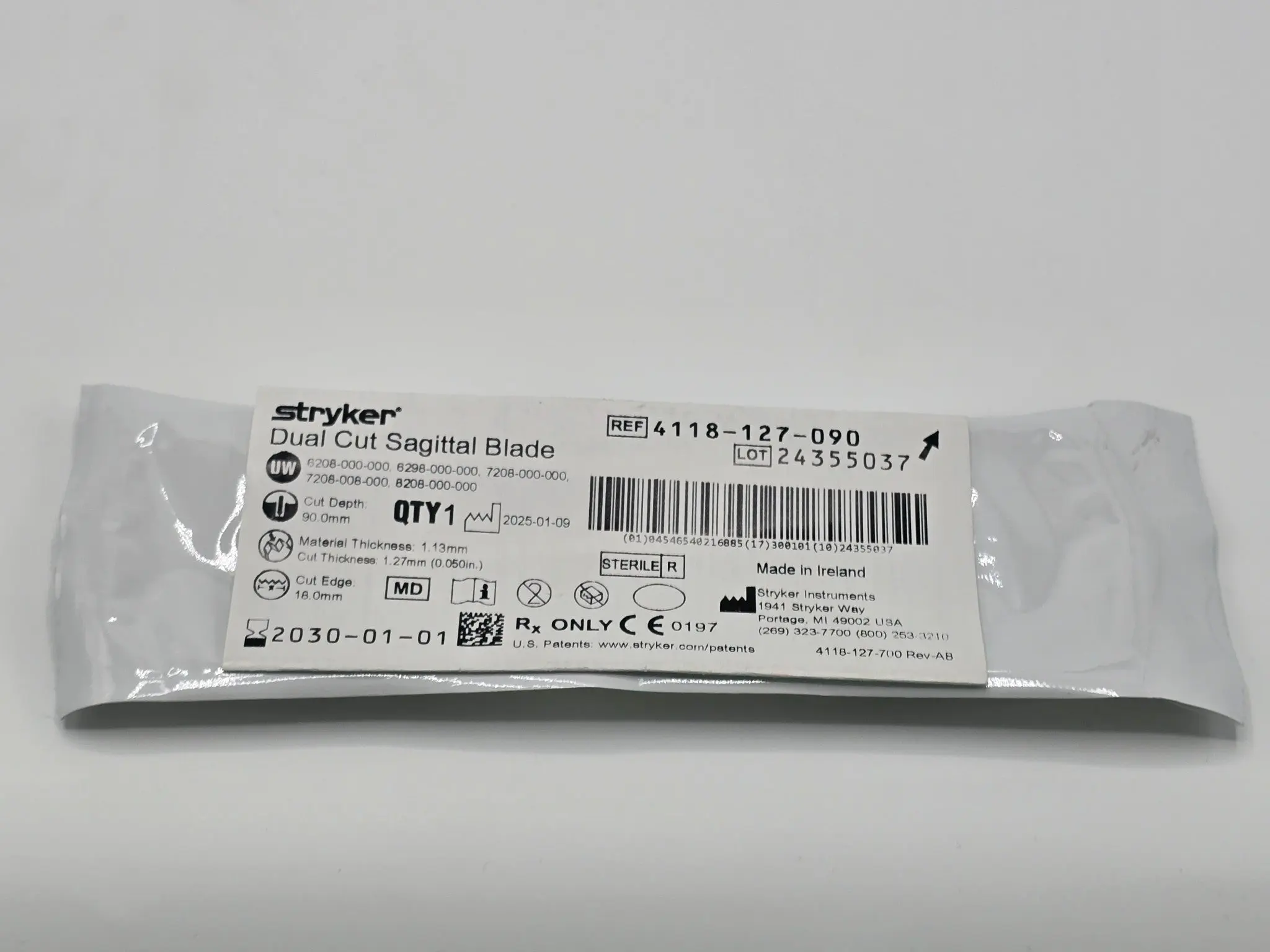 Stryker 4118-127-090 Dual Cut Sagittal Blade 90 x 1.13 x 18mm - Image 2